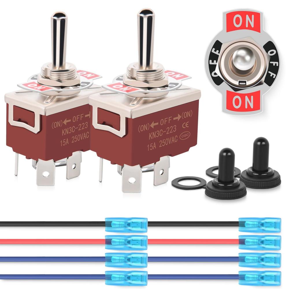 imageNilight 5PCS LED Toggle Switch ON Off 12V Blue Lighted Aircraft Safety Cover Heavy Duty 20A SPST 3 Pin Rocker for Automotive Cars Trucks Boats Racing Cars2 Years Warranty2PCS Momentary onoffOn