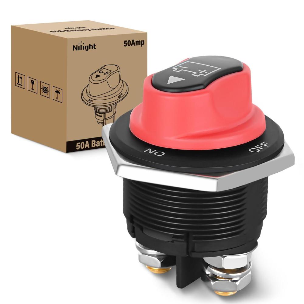 imageNilight Battery Disconnect Switch 50A Master Disconnect Isolator 12V48V On Off Power Cutoff Switch Waterproof Heavy Duty for Marine Boat Car RV ATV UTV Yacht 2 Years WarrantyOnOff Switch 200A