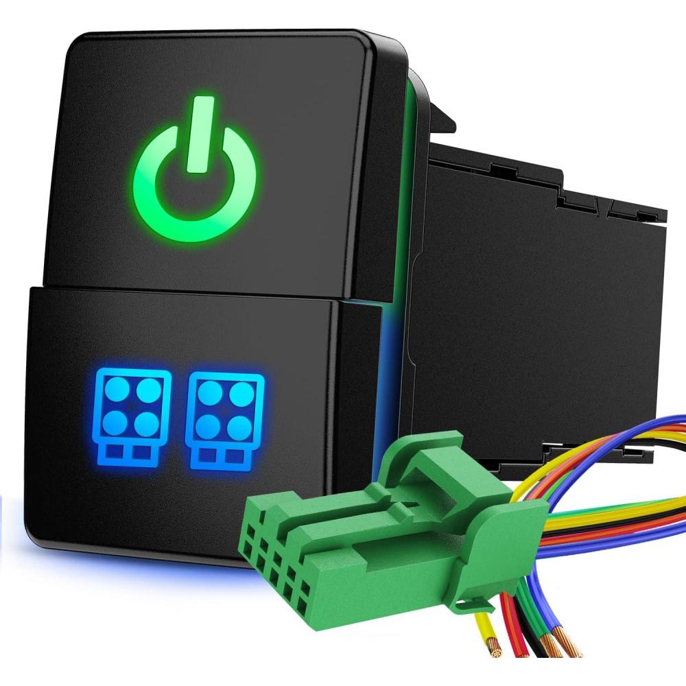 imageNilight Fog Lights Push Button Switch 12V ON Off Switch with Connector Wire Kit 128quot x 087quot Replacement for Toyota Sequoia Highlander Tacoma Tundra 4Runner RAVR Yaris 2 Years WarrantyBlackPower  LED Work Lights