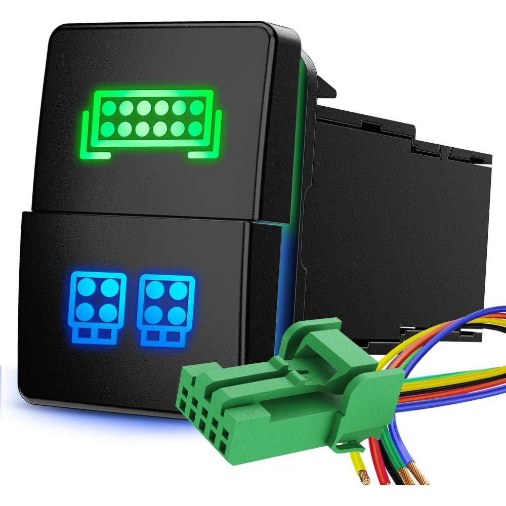 imageNilight Fog Lights Push Button Switch 12V ON Off Switch with Connector Wire Kit 128quot x 087quot Replacement for Toyota Sequoia Highlander Tacoma Tundra 4Runner RAVR Yaris 2 Years WarrantyBlackLED Light BAR  LED Work Lights