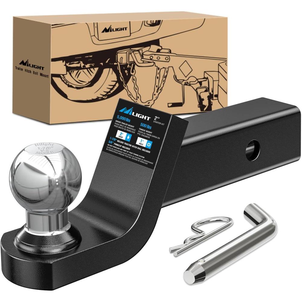 imageNilight Fusion Trailer Hitch Mount with 178 Inch Trailer Ball ampamp 58quot Hitch Pin Clip Fits 2Inch Receiver 5000 lbs 2quot Drop178 Ball Fusion 2 Drop