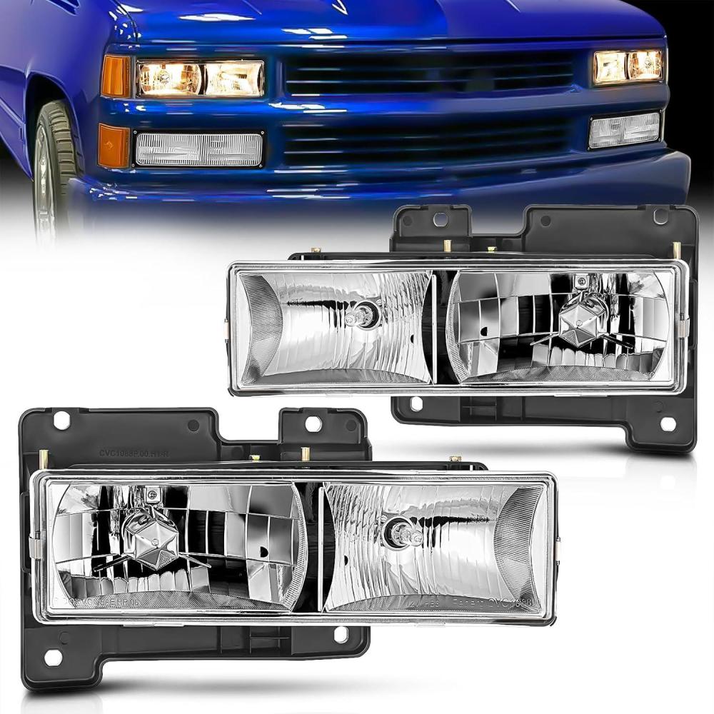 imageNilight Headlight Assembly Compatible with 1988 1989 1990 1991 1992 1993 1994 1995 1996 1997 1998 CK GMC Sierra Blazer Yukon 19941999 Tahoe Pickup Headlamp Replacement