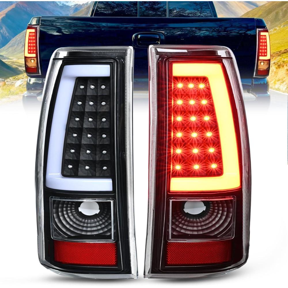 imageNilight Headlight Assembly for 2003 2004 2005 2006 Chevy Silverado Avalanche 1500 1500HD 2500 2500HD 3500 Chevrolet Pickup Replacement Headlamp Housing Bumper Lamp SetLED BlackC Shape