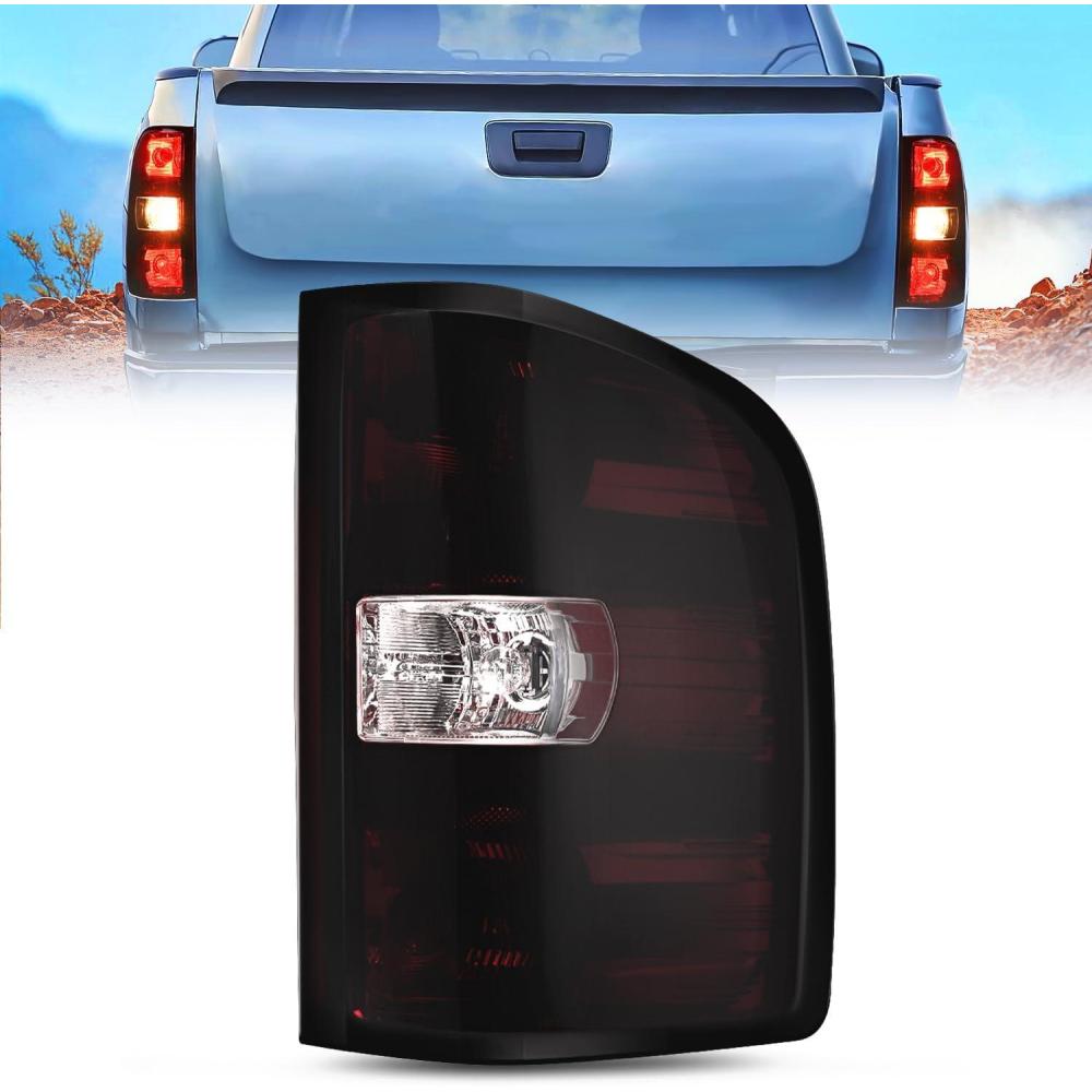 imageNilight Headlight Assembly for 2007 2008 2009 2010 2011 2012 2013 Silverado 1500 20072014 Silverado 2500HD 3500HD Replacement Headlamp Black Housing Clear ReflectorDark RedPassenger Side