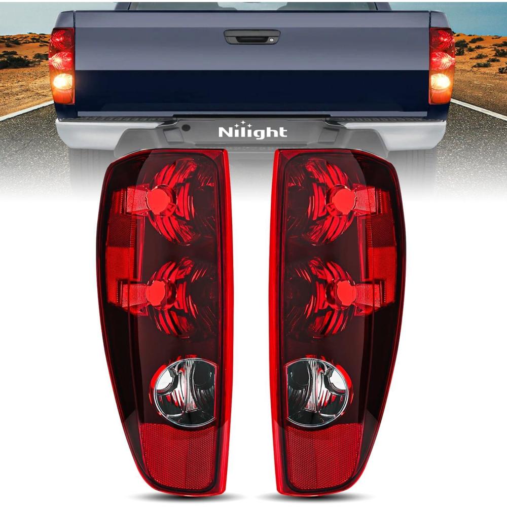 imageNilight Headlight and Taillight Assembly Combo Compatible with 2004 2005 2006 2007 2008 2009 2010 2011 2012 Chevy Colorado GMC Canyon OE Style Black Housing Amber Reflector with Red Tail LightPair of Driver and Passenger Side