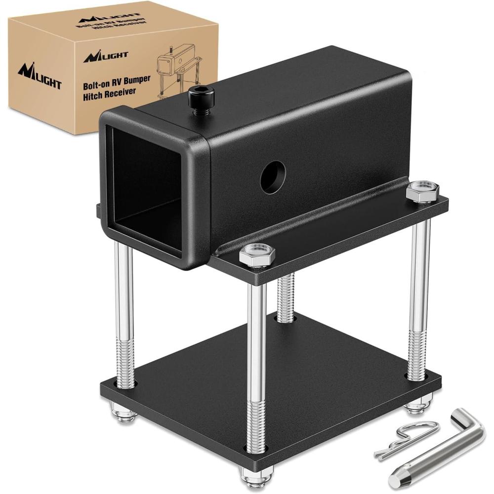 imageNilight RV Bumper Hitch Receiver Fits for 445 inches Beams 2 inch Receiver 2000 LBS Capacity BoltOn Heavy Duty Steel for Camper Bike Racks Cargo Carriers