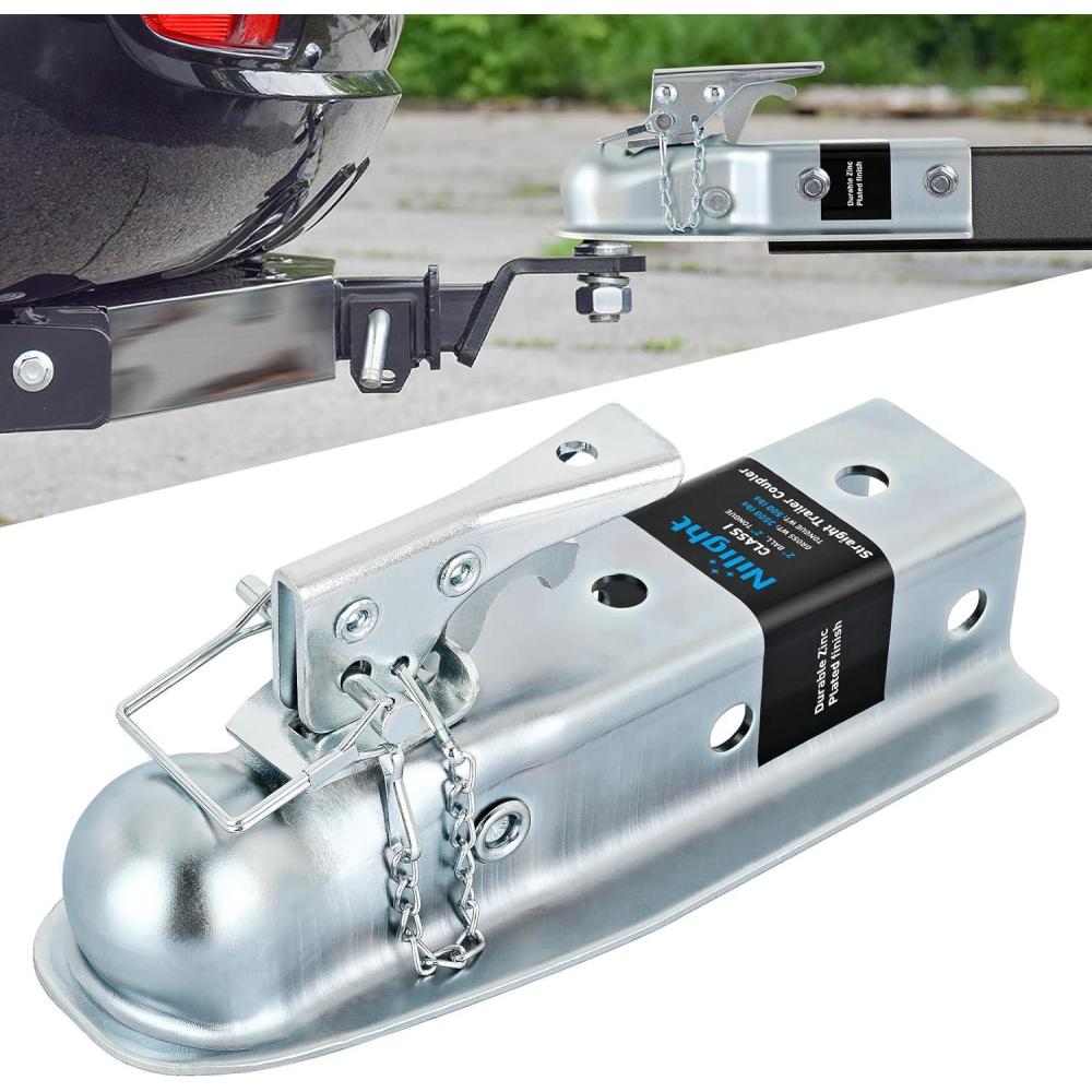 imageNilight Tow Bar with Safety Chains Coupler Fits 2Inch Hitch Ball 5500 lbs Towing Capacity 41in Opening Width BumperMounted Universal Towing Bar for RV Car Trailer Truck Alloy Steel2x2123500Lbs