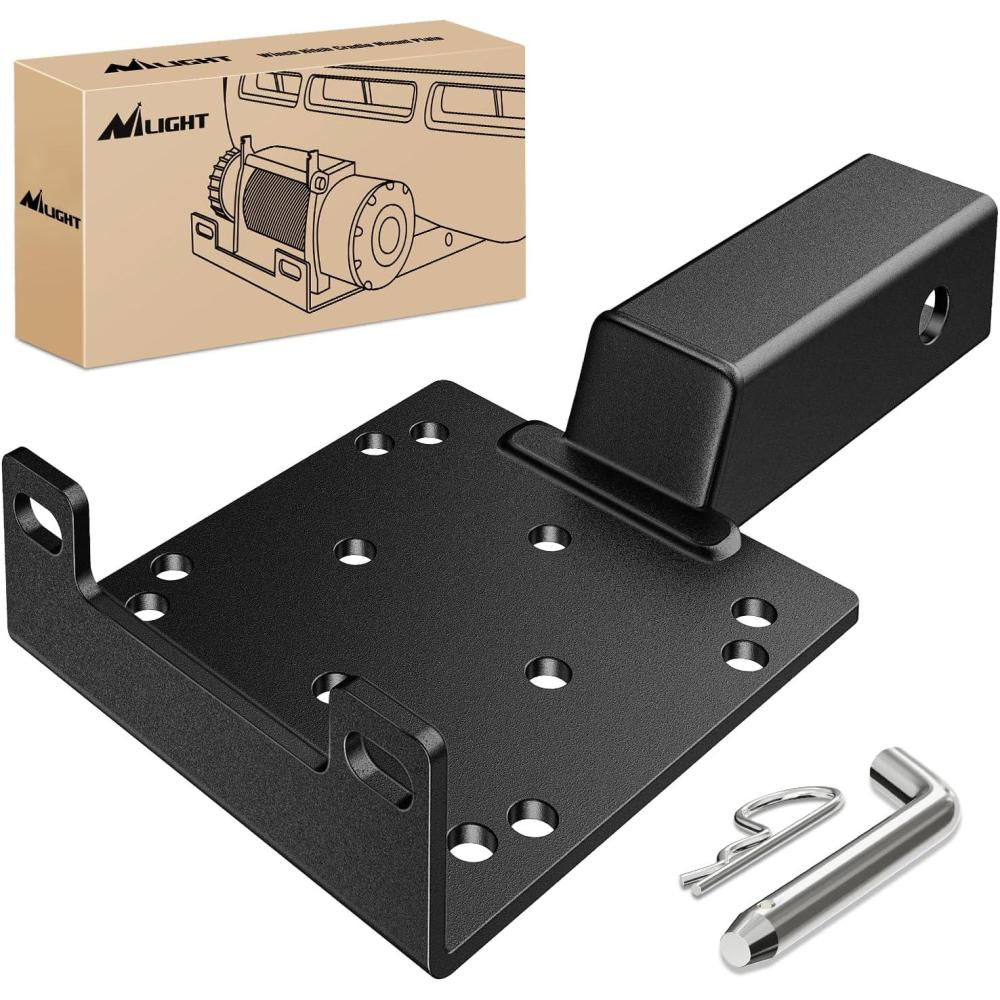 imageNilight Universal Trailer Hitch Winch Mounting Plate 10 x 4 12 Winch Bracket Winch Mounting 2 Inch Receiver Hitch Heavy Duty Steel 15000Lbs Capacity for ATV UTV SUV Truck PickupUniversal C