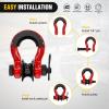 Nilight 2 Pack 3/4″ D-Ring Shackle with 7/8″ Screw Pin 41,887lbs Break Strength, Heavy Duty Off Road Recovery Shackle with Isolators Washers for Use with Tow Strap, Winch, Off-Road Jeep Truck Vehicle(Red w/Towing Pulley)