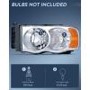 Nilight 2002 2003 2004 2005 Ram 1500 2500 3500 Headlight Assembly Chrome Housing Amber Corner Clear Lens Headlamp Replacement Driver and Passenger Side 2 Pack(Chrome Housing + Amber Reflector)