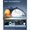 Nilight 2006 2007 2008 2009 2010 2011 Civic Headlights Amber Sedan 4 Door Only Headlights Assembly Headlamp Replacement,Driver and Passenger Side,Black Housing Amber Reflector(Black Housing + Amber Reflector)