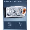 Nilight 2007 2008 2009 Dodge Ram Headlight Assembly 2 Pack Compatible with 2006-2008 Dodge Ram 1500 2006-2009 Dodge Ram 2500 3500 Headlamp Replacement Driver and Passenger Side(Chrome Housing + Amber Reflector w/Taillight)