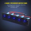 Nilight 5 Gang 3 Pin Rocker Switch Panel Waterproof On-Off Toggle Switches for Car Vehicle Trailer Truck SUV Marine Boat RV Ship 12V/24V 20A(Blue)