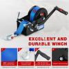 Nilight Boat Trailer Winch 3500 LBS Hand Crank Winch Heavy Duty Boat Winches with 33 FT Orange Strap Rope Hook Two Way Ratchet 4:1 8:1 Gear Portable Marine Manual Winch for Trailers Boat RV ATV Towing(Blue)
