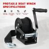 Nilight Boat Trailer Winch 3500 LBS Hand Crank Winch Heavy Duty Boat Winches with 33 FT Orange Strap Rope Hook Two Way Ratchet 4:1 8:1 Gear Portable Marine Manual Winch for Trailers Boat RV ATV Towing(Black)