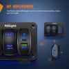 Nilight Dual USB 4.2A Rocker Switch Style 12V/24V Fast Socket Waterproof Quick for Cars Boats Trucks RVs, 2 Years Warranty, Blue(Type C + USB)