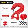 Nilight Forged Steel Winch Hook 3/8″ Grade 70 Safety Latch Winch Cable Hook Stopper & Clevis Slip Hook Sets, Included Allen Wrench,Max 35,000 lbs,Black(Red)