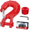 Nilight Forged Steel Winch Hook 3/8″ Grade 70 Safety Latch Winch Cable Hook Stopper & Clevis Slip Hook Sets, Included Allen Wrench,Max 35,000 lbs,Black(Red)