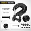 Nilight Forged Steel Winch Hook 3/8″ Grade 70 Safety Latch Winch Cable Hook Stopper & Clevis Slip Hook Sets, Included Allen Wrench,Max 35,000 lbs,Black(Black)