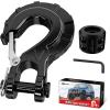 Nilight Forged Steel Winch Hook 3/8″ Grade 70 Safety Latch Winch Cable Hook Stopper & Clevis Slip Hook Sets, Included Allen Wrench,Max 35,000 lbs,Black(Black)