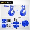Nilight Forged Steel Winch Hook 3/8″ Grade 70 Safety Latch Winch Cable Hook Stopper & Clevis Slip Hook Sets, Included Allen Wrench,Max 35,000 lbs,Black(Blue)