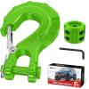 Nilight Forged Steel Winch Hook 3/8″ Grade 70 Safety Latch Winch Cable Hook Stopper & Clevis Slip Hook Sets, Included Allen Wrench,Max 35,000 lbs,Black(Green)