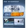 Nilight Headlight Assembly Compatible for 1999 2000 2001 2002 2003 2004 2005 2006 GMC Sierra Yukon, Smoke Bumper Light Chrome Housing Amber Corner Clear Lens, Headlights Assembly Replacement(Chrome Housing+ Clear Reflector Smoke Lens)