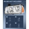 Nilight Headlight Assembly Compatible with 2006 2007 2008 2009 2010 Dodge Charger Black Housing Amber Reflector Clear Lens Headlights Replacement Bumper Lamp Set Driver and Passenger Side(Chrome Housing+ Amber Reflector)