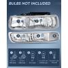 Nilight Headlight Assembly for 1999 2000 2001 2002 Chevy Silverado Avalanche 1500 1500HD 2500 2500HD 3500 Chevrolet Tahoe Suburban Replacement Headlamp Housing Bumper Lights Set(Chrome Housing Clear Reflector)