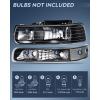 Nilight Headlight Assembly for 1999 2000 2001 2002 Chevy Silverado Avalanche 1500 1500HD 2500 2500HD 3500 Chevrolet Tahoe Suburban Replacement Headlamp Housing Bumper Lights Set(Black Housing Clear Reflector)