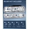 Nilight Headlight Assembly for 1999 2000 2001 2002 Chevy Silverado Avalanche 1500 1500HD 2500 2500HD 3500 Chevrolet Tahoe Suburban Replacement Headlamp Housing Bumper Lights Set(Silver Chrome Housing+ Clear Reflector)