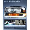 Nilight Headlight Assembly for 1999 2000 2001 2002 Chevy Silverado Avalanche 1500 1500HD 2500 2500HD 3500 Chevrolet Tahoe Suburban Replacement Headlamp Housing Bumper Lights Set(Black Housing+ Amber Reflector DRL)