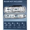 Nilight Headlight Assembly for 1999 2000 2001 2002 Chevy Silverado Avalanche 1500 1500HD 2500 2500HD 3500 Chevrolet Tahoe Suburban Replacement Headlamp Housing Bumper Lights Set(Grey Chrome Housing + Clear Reflector w/Tailight)