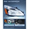 Nilight Headlight Assembly for 2003 2004 2005 2006 2007 Accord Replacement Headlamp Chrome Housing Amber Reflector(Black Housing + Amber Reflector)