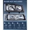 Nilight Headlight Assembly for 2003 2004 2005 2006 Chevy Silverado Avalanche 1500 1500HD 2500 2500HD 3500 Chevrolet Pickup Replacement Headlamp Housing Bumper Lamp Set(Black Housing Clean Reflector)