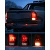 Nilight Headlight and Taillight Assembly Combo Compatible with 2009 2010 2011 2012 2013 2014 2015 2016 2017 2018 Dodge Ram for Quad Models Chrome Housing Amber Reflector with Red Housing Tail Light(Dark Red-Passenger Side)