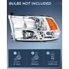 Nilight Headlight and Taillight Assembly Combo Compatible with 2009 2010 2011 2012 2013 2014 2015 2016 2017 2018 Dodge Ram for Quad Models Chrome Housing Amber Reflector with Red Housing Tail Light(Chrome Housing + Amber Reflector w/Tailight)