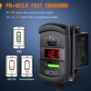 Nilight Rocker Switch Style USB Outlet LED Voltmeter Quick Connector 12V PD Type C and USB QC 3.0 Cars Replacement with Inline Fuse for Switches Panel on Boats RV Truck Car(Type C + USB Voltmeter Red)