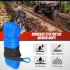 Nilight Synthetic Winch Rope Kit 3/8 Inch X 100′ 25000 lbs with Red Jacket Rope Protective Sleeve Forged 35000lb Winch Hook Safety Strap Winch Cable Line for Off Road Vehicle Recovery Truck SUV, Black(Blue)