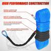 Nilight Synthetic Winch Rope Kit 3/8 Inch X 100′ 25000 lbs with Red Jacket Rope Protective Sleeve Forged 35000lb Winch Hook Safety Strap Winch Cable Line for Off Road Vehicle Recovery Truck SUV, Black(Blue)
