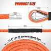 Nilight Synthetic Winch Rope Kit 3/8 Inch X 100′ 25000 lbs with Red Jacket Rope Protective Sleeve Forged 35000lb Winch Hook Safety Strap Winch Cable Line for Off Road Vehicle Recovery Truck SUV, Black(Orange)