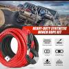 Nilight Synthetic Winch Rope Kit 3/8 Inch X 100′ 25000 lbs with Red Jacket Rope Protective Sleeve Forged 35000lb Winch Hook Safety Strap Winch Cable Line for Off Road Vehicle Recovery Truck SUV, Black(Red)