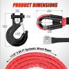 Nilight Synthetic Winch Rope Kit 3/8 Inch X 100′ 25000 lbs with Red Jacket Rope Protective Sleeve Forged 35000lb Winch Hook Safety Strap Winch Cable Line for Off Road Vehicle Recovery Truck SUV, Black(Red)