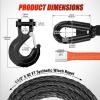 Nilight Synthetic Winch Rope Kit 3/8 Inch X 100′ 25000 lbs with Red Jacket Rope Protective Sleeve Forged 35000lb Winch Hook Safety Strap Winch Cable Line for Off Road Vehicle Recovery Truck SUV, Black(Black)