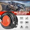 Nilight Synthetic Winch Rope Kit 3/8 Inch X 100′ 25000 lbs with Red Jacket Rope Protective Sleeve Forged 35000lb Winch Hook Safety Strap Winch Cable Line for Off Road Vehicle Recovery Truck SUV, Black(Black)