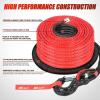 Nilight Synthetic Winch Rope Kit 3/8 Inch X 100′ 25000 lbs with Red Jacket Rope Protective Sleeve Forged 35000lb Winch Hook Safety Strap Winch Cable Line for Off Road Vehicle Recovery Truck SUV, Black(Red)