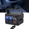 Nilight 2 Gang Rocker Switch Box 12V SPST ON Off PD Type C and QC 3.0 USB Charger Voltmeter Waterproof Aluminum Panel DIY Stickers for Boats Cars RVs Trucks(Blue+Box)