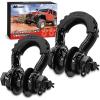 Nilight 2 Pack 3/4″ D-Ring Shackle with 7/8″ Screw Pin 41,887lbs Break Strength, Heavy Duty Off Road Recovery Shackle with Isolators Washers for Use with Tow Strap, Winch, Off-Road Jeep Truck Vehicle(Black w/Towing Pulley)