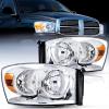Nilight 2007 2008 2009 Dodge Ram Headlight Assembly 2 Pack Compatible with 2006-2008 Dodge Ram 1500 2006-2009 Dodge Ram 2500 3500 Headlamp Replacement Driver and Passenger Side(Chrome Housing +Amber Reflector)