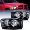 Nilight 2007 2008 2009 Dodge Ram Headlight Assembly 2 Pack Compatible with 2006-2008 Dodge Ram 1500 2006-2009 Dodge Ram 2500 3500 Headlamp Replacement Driver and Passenger Side(Black Housing +Clear Reflector)